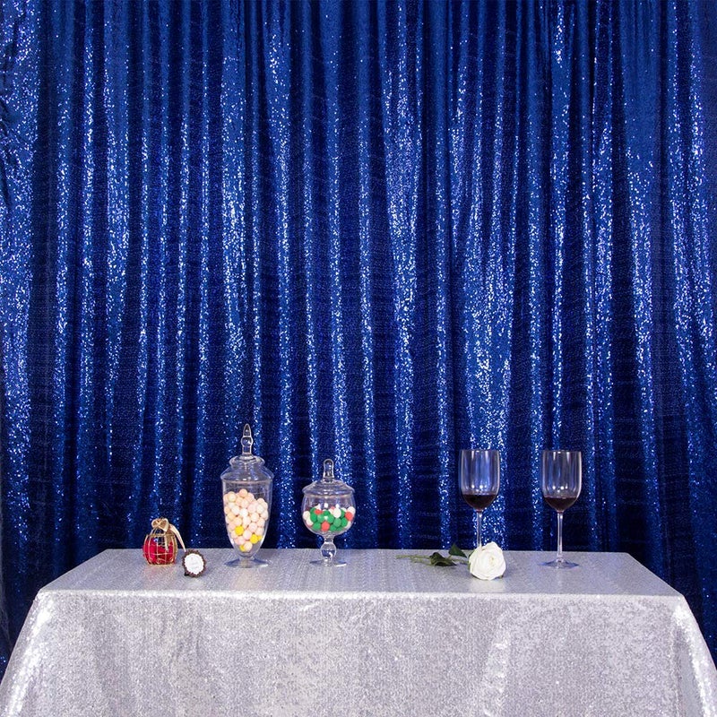 SquarePie Sequin Backdrop Not See Through Thick Stain Background for Photography Glitter Curtain Party 7FT x 7FT Navy Blue - Image 5